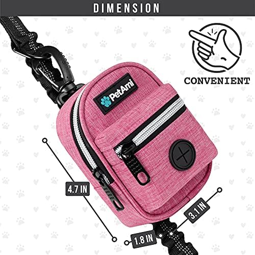 PetAmi Dog Poop Bag Holder for Leash, Waste Bag Dispenser Pet Pouch, Pink