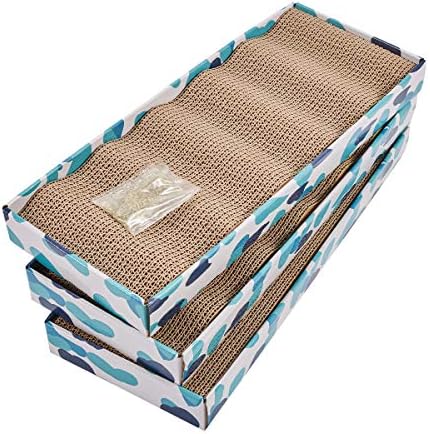 PEEKAB Cat Scratcher Cardboard Reversible Cat Scratch pad Kitty Corrugated Scratching Board Bed Catnip Included