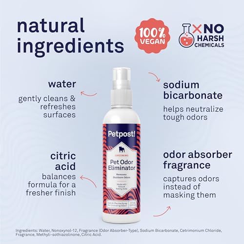 Petpost | Pet Odor Eliminator Spray for Dogs & Cats - Naturally Effective Deodorant and Bad Smell Killer - For Spraying Your Pet or Around the Home 8 oz.