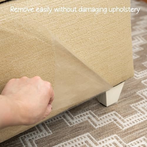 Kitty City Cat Scratch Furniture Protector Tape – 12 Large Clear Double-Sided Sticky Sheets – Cat Scratch Deterrent & Training Tape for Couch, Sofa, Chairs & Walls – Non-Toxic, Residue-Free