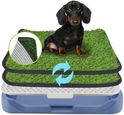 2Pack 18"x14" Artificial Dog Grass Potty Pad with Tray Woven Backing