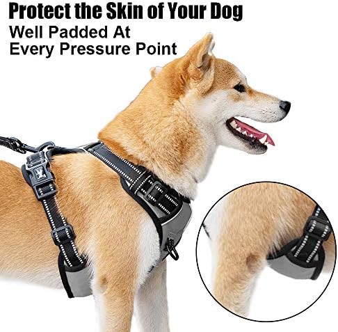PoyPet No Pull Dog Harness Large, Reflective Vest with Front Clip & Handle
