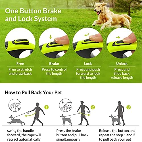 Retractable Dog Leash 360°Tangle-Free 16ft Heavy Duty Pet Walking Leash