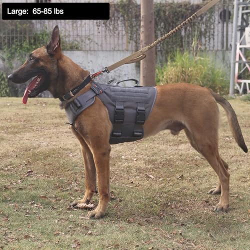 ICEFANG No Pull Tactical Dog Harness for Large Dogs,Adjustable Dog Vest