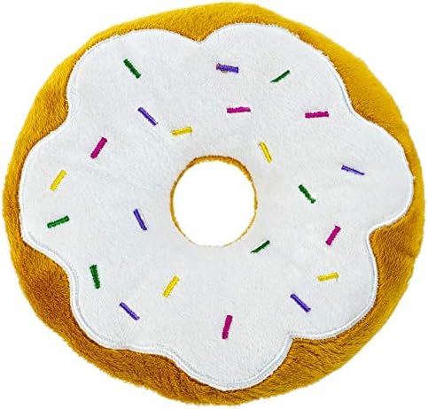 6 Inch Plush Pet Toy Sprinkled Vanilla Donut with Squeaker Dog Chew Toy