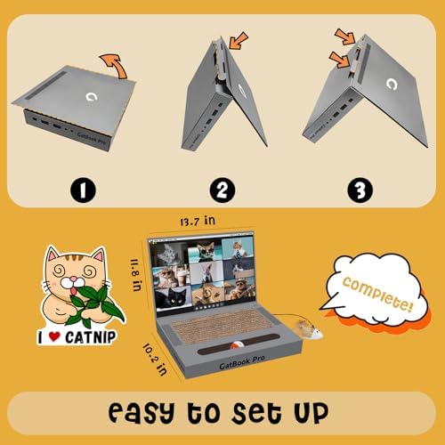 3-in-1 Cardboard Cat Scratcher Laptop, Grey