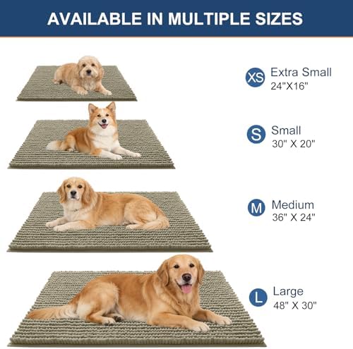 OLANLY Dog Door Mat for Muddy Paws 36x24, Extra Absorbent Chenille Mud Mat