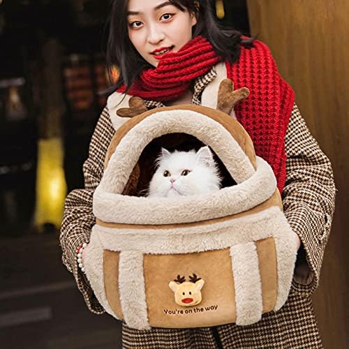 Pet Carrier Backpack Warm Travel Bag for Cat Dog Portable Small Animal Cage Outgoing Plush Bag Cat Winter Travel Bag