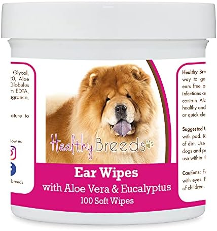 Healthy Breeds Chow Chow Ear Cleaning Wipes with Aloe & Eucalyptus for Dogs 100 Count