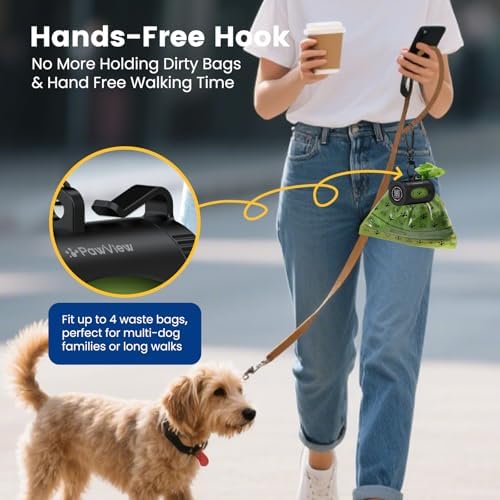 Dog Poop Bags Rolls with Retractable Poop Bag Holder, Leak Proof and Extra Thick Lavender Pet Waste Bags, 1 Dispenser and 105 Bags for Doggy Walking & Cat Litter