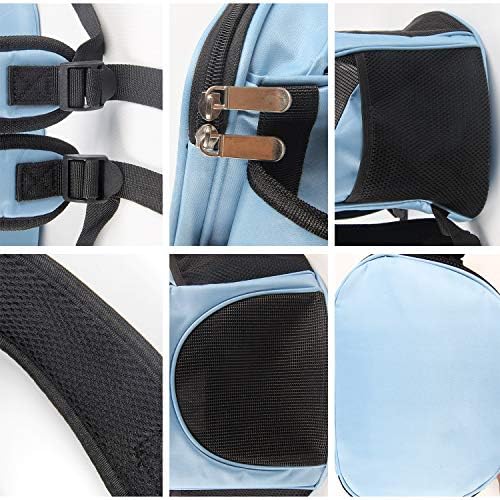 Dog Carrier Backpack Breathable for Small Pets/Cats/Puppies, Pet Carrier Bag with Mesh Ventilation, Safety Features and Cushion Back Support, for Traveling, Hiking, Camping, Walking & Outdoor (Blue)