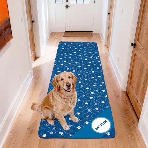 Fostanfly Non Slip Washable Dog Pee Pads, 24"x72" (2x6ft)-1 Pack, Blue