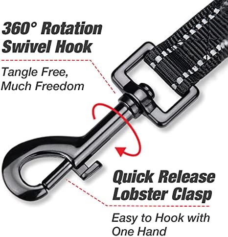 PHOEPET 5 Feet Heavy Duty Dog Leash - Reflective - Soft Padded Handle