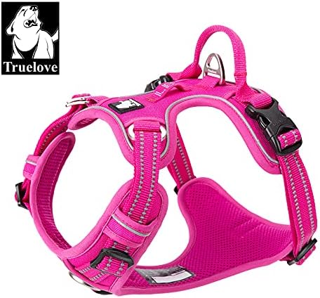 WINHYEPET True Love No Pull Dog Harness Extra Reflective Pet Harness for Small Medium Large Dogs Adjustbale for Running Walking Padded Soft Mesh Vest Easy Control TLH56512(Fushcia,XL)