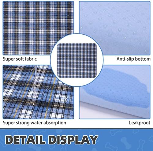 KOOLTAIL Washable Pee Pads for Dogs - Waterproof & Non-Slip Plaid Puppy Potty Training Pads, Reusable Whelping Pads, Dog Food Feeding Mat,Blue & Purple & Brown