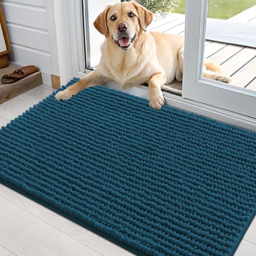 OLANLY Dog Door Mat for Muddy Paws 36x24, Extra Absorbent Chenille Mud Mat
