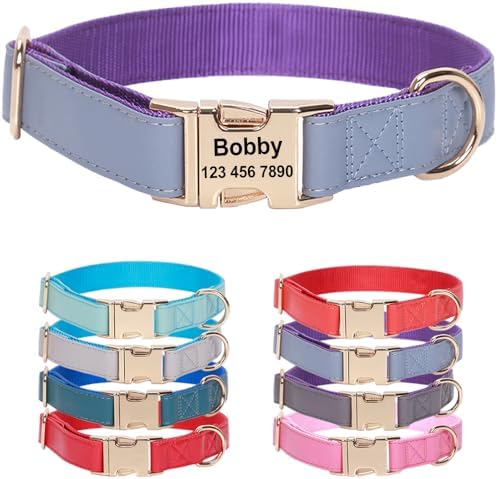 Microfiber Leather Nylon Personalized Dog Collars with Name