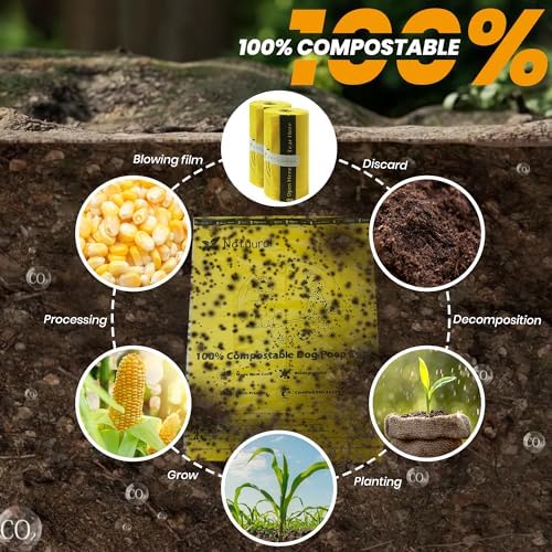 Certified Compostable Dog Poop Bags-270Bags 18Rolls, Poop Bags for Dogs Made of Cornstarch - ASTM D6400 By USA, 100% Leakproof & 20% Extra Thick, Unscented Dog Waste Bags (Yellow)