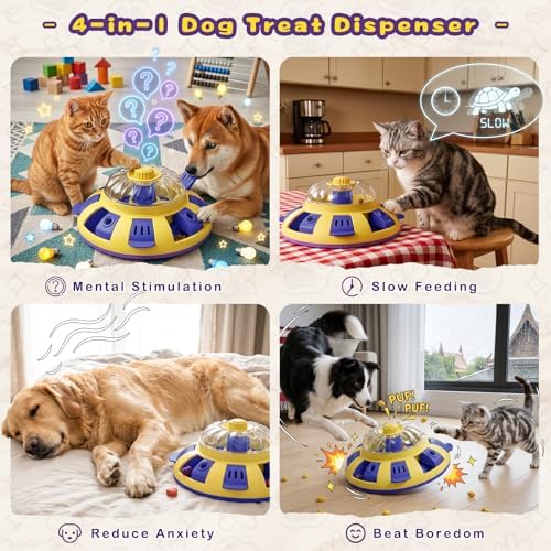 Dog Puzzle Toy, Interactive Enrichment Treat Dispenser Toys, Yellow