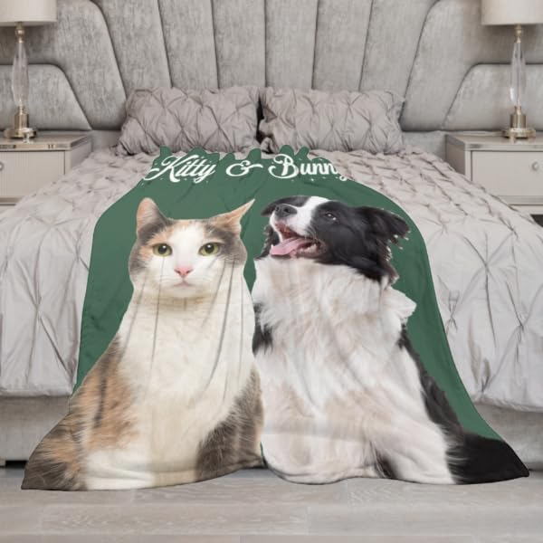 Personalized Dog Portrait Blanket, Custom Pet Blanket with Photo and Name, Customized Dog Cat Picture Blankets for Pet Lover, Birthday, Christmas, Pet Memorial Gift for Cat Dog Lovers 30"x40"