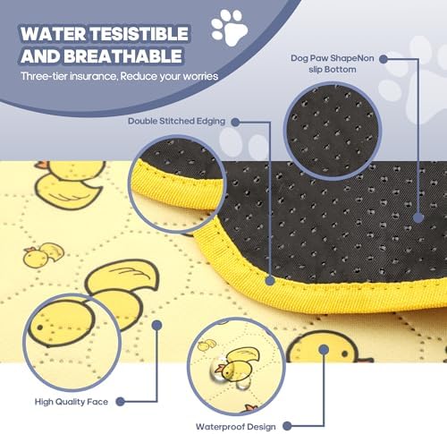 2'Pcs Washable Pee Pads, Reusable Puppy Pet Training Pads, Waterproof Dog Crate, Whelping Pad, Non-Slip Protects Against Urine Leakage Yellow Large