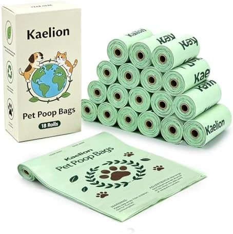 Compostable Dog Poop Bags 270 Count (18 Rolls), 9x13 Inch, BPI Certified, Plant-Based Leak Proof Lavender Scented Eco-Friendly Waste Bags (Green)
