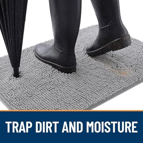 OLANLY Dog Door Mat for Muddy Paws 54x32, Super Absorbent Chenille Mud Mat
