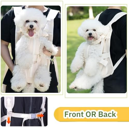 Dog Carriers for Small Dogs Backpack, Legs Out Easy-Fit Dog Front Carrier, Ventilated Mesh Dog Travel Back Pack, Adjustable Pet Backpack for Walking Biking Hiking Camping Outdoor,Medium