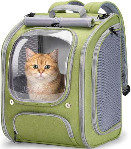 Pecute Cat Backpack Carrier,Large Space Cat Bubble Backpack,Light Green