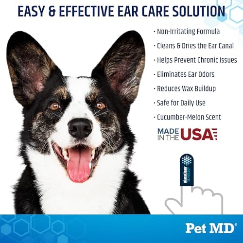 Pet MD Cat and Dog Ear Cleaner Wipes - Advanced Otic Veterinary Ear Cleaner Formula - Dog Ear Infection Treatment - 100 Count