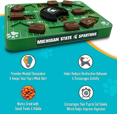 Pets First NCAA Michigan State Spartans Puzzle Toy, Puzzle Treat Dog Toy, Interactive Dog Treat Toy, Dog Puzzle Feeding Slow Toy