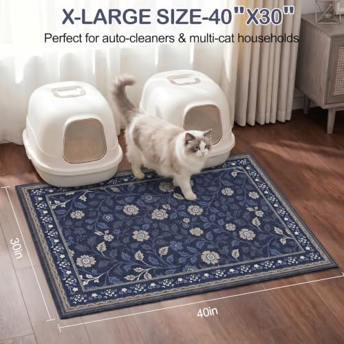 Glittme Cat Litter Mat, 40"x30" Non-Slip Washable Trapping Mat for Cats
