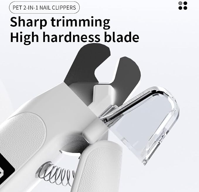 2 in 1 Nail Clippers with Grinder for Dog & Cat, Electric Rechargeable Claw Trimmer with LED, Safety Guard & Long Battery Cordless-Quiet Grooming for Pets, with 1 Hair Remover Glove