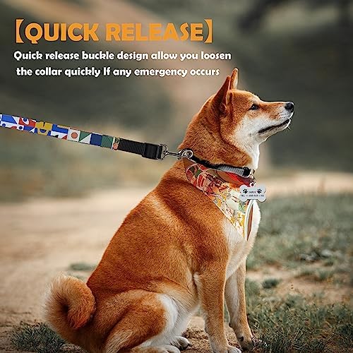 Sublimation Pet Collar Set Blanks for Heat Press, Including Dog Collar, Seat Belt, Dog Leash,Bandana(Triangle Scarfs), Aluminum Dog Tag, Personalized Anti-Lost ID, Nylon,Quick Release Buckle Design