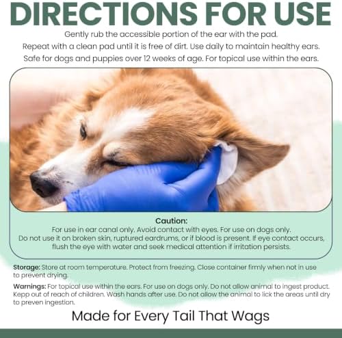 Deep Cleaning Dog Ear Wipes - 100 Wipes for Debris & Excess Wax