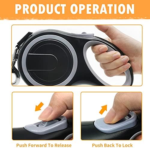 26Ft Retractable Dog Leash, Heavy Duty Great Leash for Dog up to 110 lbs, Anti-Slip Rubberized Handle, One-Handed Brake, Strong Nylon Tape, Tangle Free(Large Size).