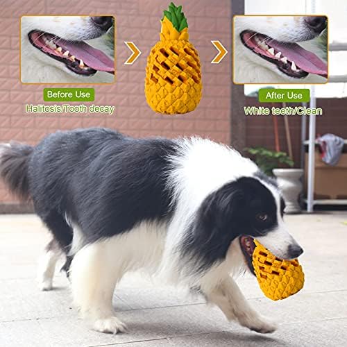 Upgrade Dog Toys for Large Dogs, Dog Chew Toys for Medium Large Dogs to Keep Them Busy,Dogs Dental Chew Clean Dispensing Toys Pineapple Shape Design