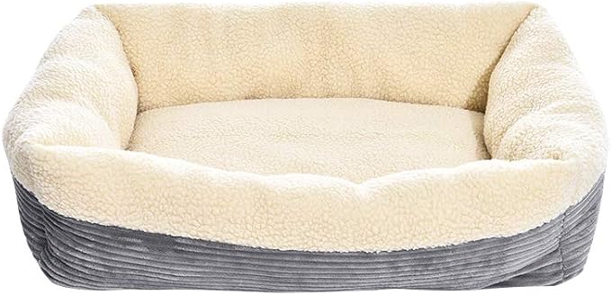 Amazon Basics Anti-Slip Self-Warming Pet Bed For Cat or Dog, Rectangle, Grey, 24"L x 20"W x 7"H