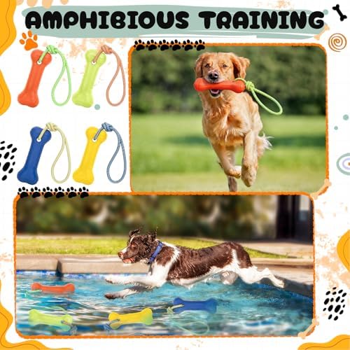 Skylety 4 Pack Floating Dog Toy with Rope Handle