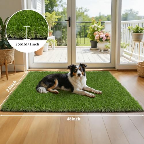 HEBE Fake Grass Turf Rug 32''x48'', Dog Grass Pee Pad for Potty Training