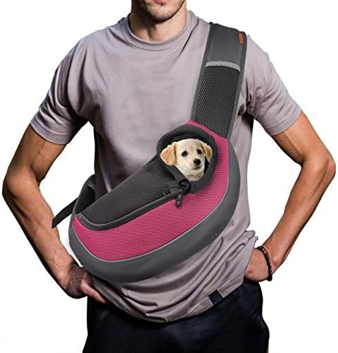 FDJASGY Pet Sling Carrier for Small Dogs Cats,Breathable Mesh Travelling Hand Free Puppy Backpack with Pouch and Adjustable Strap Carrier