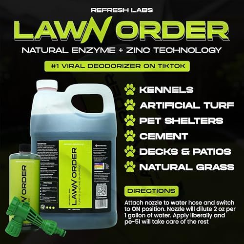 LawN Order Artificial Turf Cleaner & Odor Eliminator – Enzyme Powered, Pet & Kid Safe, Removes Pet Mess Smells (1 Gallon)
