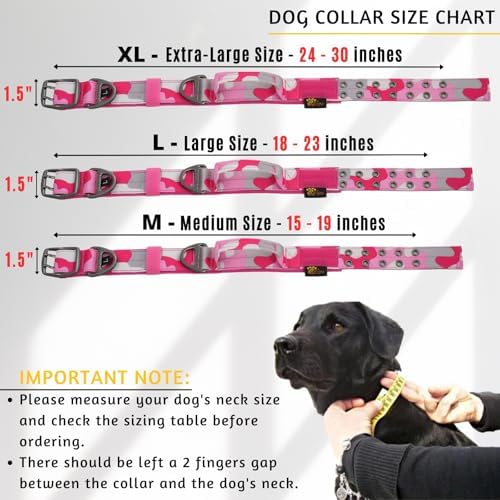 ADITYNA Heavy Duty Girl Dog Collar for Large Dogs with Traffic Handle
