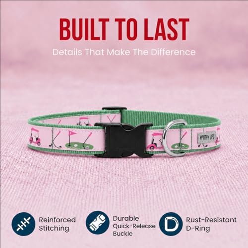 THE WORTHY DOG Summer Print, Adjustable Dog Collar, Small Dogs, Golf
