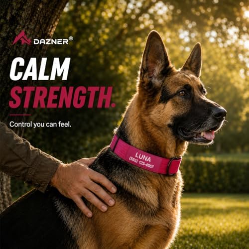 Caramel Personalized Tactical Dog Collar with Heavy Duty Nylon