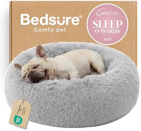 Bedsure Calming Dog Bed Medium Size Dog Donut Washable Pet Bed,30ins