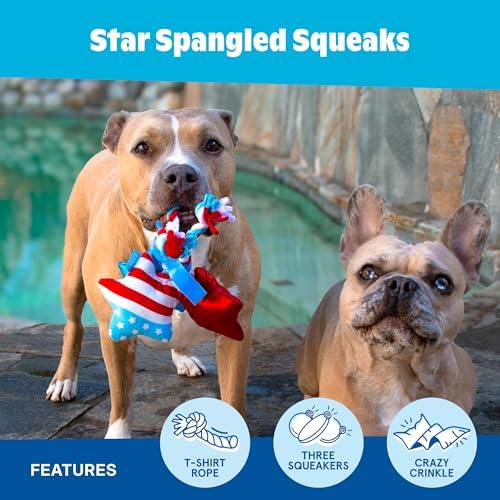 BarkBox Star-Spangled Squeaks Dog Toy - Toy for Extra Small to Small Dogs