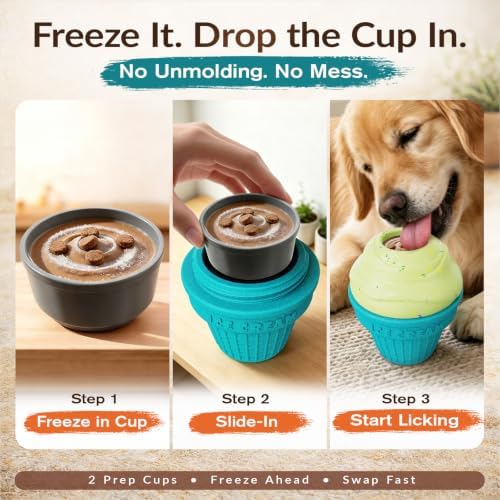 KADTC L, 3-in-1, Frozen Treat Dog Toy, Kibble Dispenser & Chew & Lick Ball