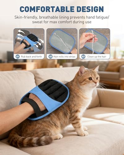 2 Pack Pet Hair Removal Glove, Five-Finger Tool for Dogs and Cats