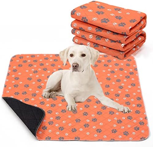 Washable Pee Pad for Dogs of 2Pack Reusable Puppy Non-Slip Pet Training Pads（Orange,36*41"）